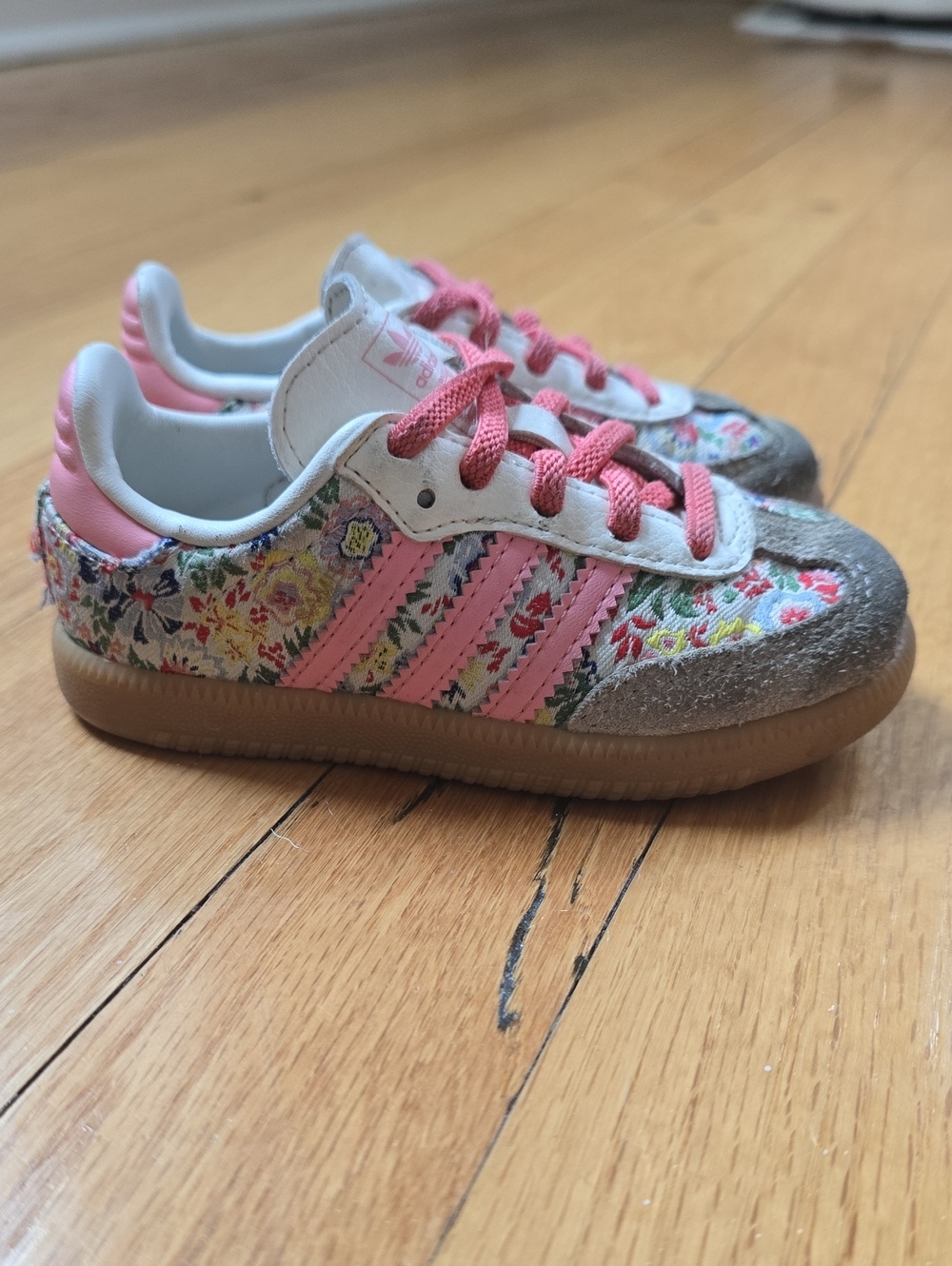 Adidas X Liberty London Kids Floral Sneakers in Pink and Gum